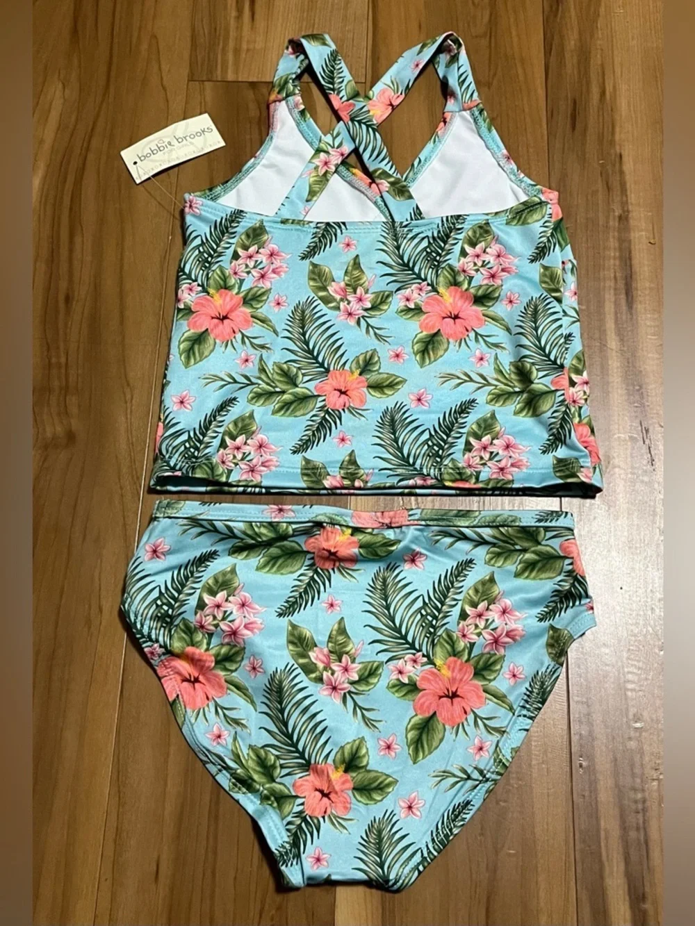 Girls Tropical Bikini Set Floral Blue Mix Size XS/S NWT